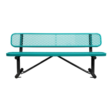 Leisure Craft Bench/Back, Surface Mount, 6ft., Teal B6WBSM-TEAL