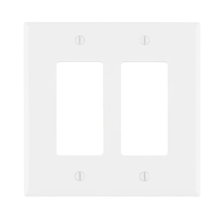 Leviton Wall Plate, Duplex Outlet, White, Nylon PJ262-W