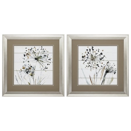 Homeroots 19" X 19" Brushed Silver Frame Natures Lace, Set Of 2, 2PK 365268