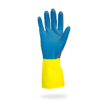 Safety Zone Flock Lined Neoprene 22 mil Gloves - Blue/Yellow, Med - 12 Pairs GRLY-MD-1SF