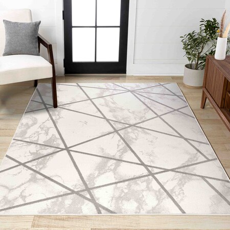 Jonathan Y Patras Modern Geometric Marbled Ivory/Gray 5 ft. x 8 ft. Area Rug LUX105A-5