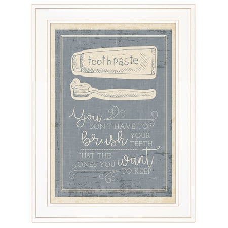 Homeroots Brush Teeth 2 White Framed Print Wall Art 405418