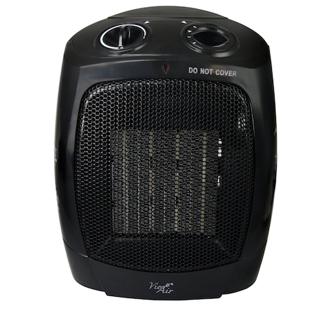 Vie Air 1500W Portable 2-Settings Office Black Ceramic Heater with Adjustable Thermostat VA-603A
