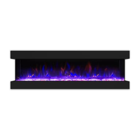 Edendirect 76-in W Black Wall mount LED Flat wall Electric Fireplace with Remote Control Included ZR-TS72