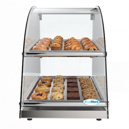 Koolmore 2 Tier Commercial Countertop Bakery Display Case with Front Curved Glass and Rear Door DC-2CN