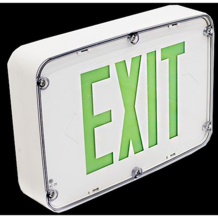 Westgate NEMA 4X RATED LED EXIT SIGN, SINGLE FACE, GREEN WHITE EM INCL., 3.8W XTN4X-1GWEM