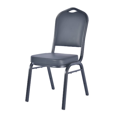 Leisuremod Cove Stackable PU Leather Dining Chair with Gold Speckle Metal Base CCBL-18BL
