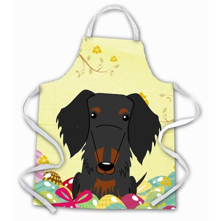 Carolines Treasures Easter Eggs Wire Haired Dachshund Black Tan Apron BB6127APRON