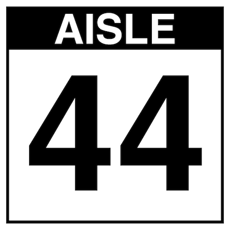 5S Supplies Warehouse Aisle 44 Sign - 12in x 12in - SINGLE - BRKT - PVC AISLE44-12X12-SINGLE-BRKT
