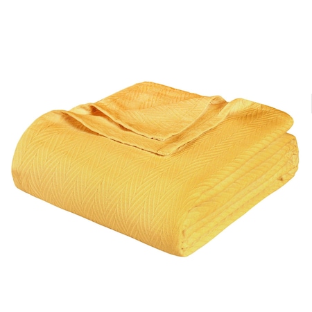 Homeroots California King Gold Cotton Woven Chevron Blanket 549221