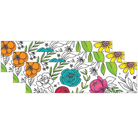 Creative Teaching Press Bright Blooms Doodly Blooms EZ Border, 48 Feet Per Pack, 3PK 10672