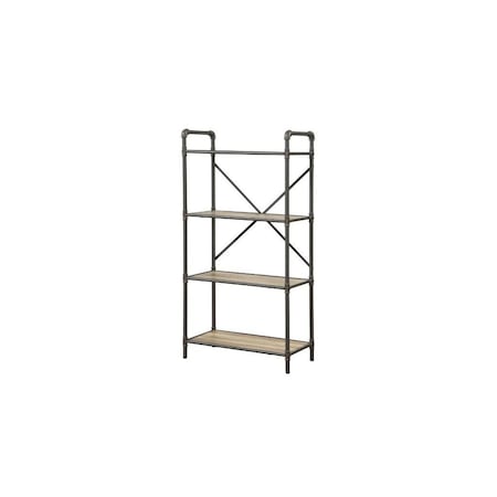 Homeroots 49" Gray Brown Metal Four Tier Etagere Bookcase 486318