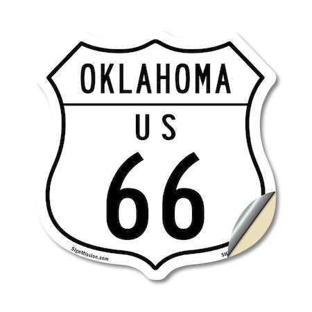 Signmission Oklahoma Route Marker Shield Sign Us 66, 18 Inch X 18 Inch, Vinyl Decal SHI-D-18-426