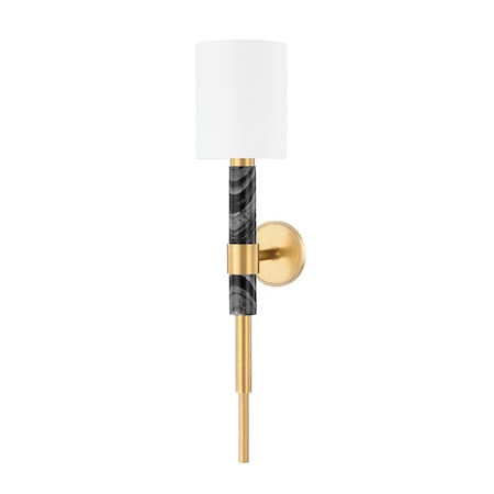 Corbett Lighting Solstice 1 Light Wall Sconce 6.5 In. Vintage Brass & Black Marble 396-01-VB/BM