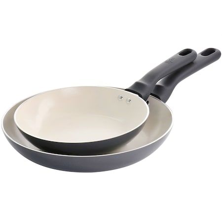 Spice By Tia Mowry Savory Saffron 2 Piece Ceramic Nonstick Aluminum Frying Pan Set in Grey 96321.02RR