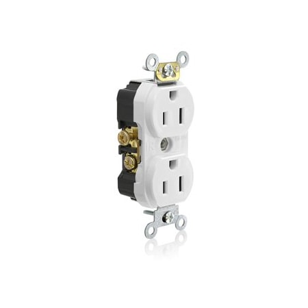 Leviton Commercial Grade Tamper-Resistant Duplex Receptacle, 15 Amp, 125 Volt TCR15-W