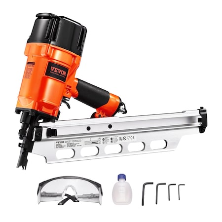 Vevor Framing Nailer 2 in to 3-1/2 in 21 deg Full Round Head Pneumatic Nail Gun 80-120PSI RHF9021NS