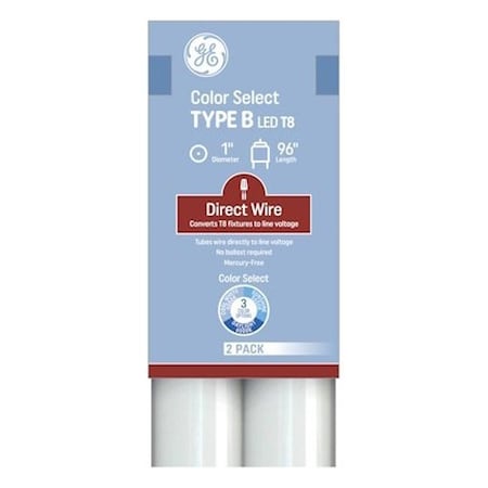 Ge LED Bulb, Color Changing, T8 Lamp, Single Pin Lamp Base, Frosted, Cool White/Daylight/Sunshine, 2PK 93130865