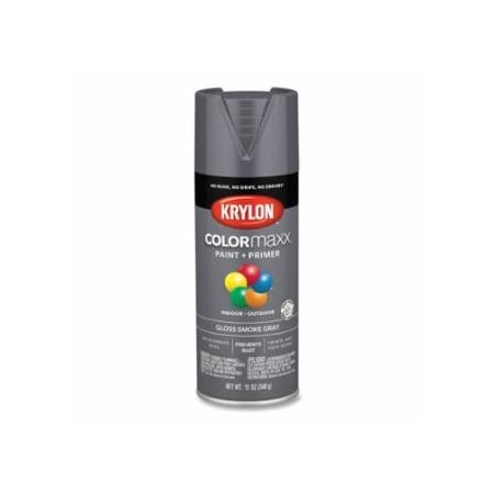 Krylon Industrial COLORmaxx, Paint + Primer Spray Paint, 12 oz, Smoke Gray, Gloss, 6PK 425-K05539007