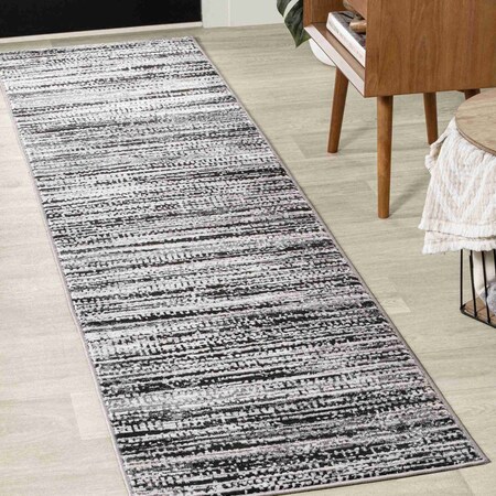 Jonathan Y Loom Modern Strie' Black/Gray 2 ft. x 8 ft. Runner Rug SOR200C-28