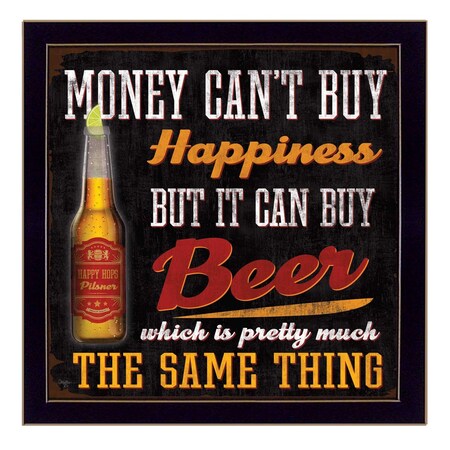 Homeroots Money Cant Buy Happiness Black Framed Print Wall Art 405440