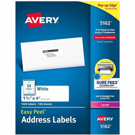 Avery Dennison LABEL, ADRS, 1.33X4, 14/SH 5162