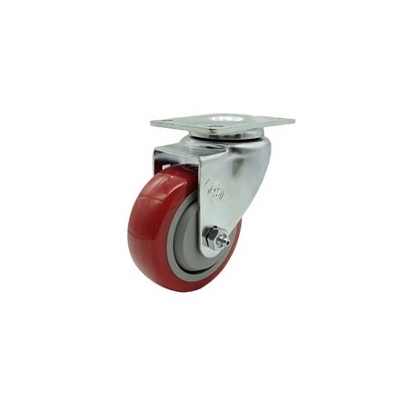 Service Caster 3.5 Inch SS Red Polyurethane Wheel Swivel Top Plate Caster SCC-SS20S3514-PPUB-RED