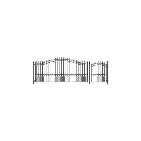 Aleko 12 ft. London Style Steel Swing Single Driveway with Pedestrian Gate, Black SET12X4LONS-UNB