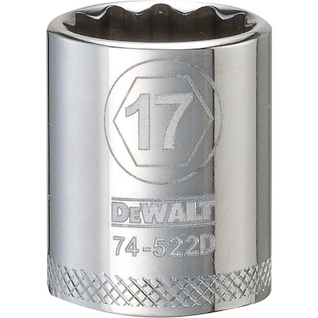 Dewalt Socket, 12 pt, 3/8in, 17 mm DWMT74522OSP