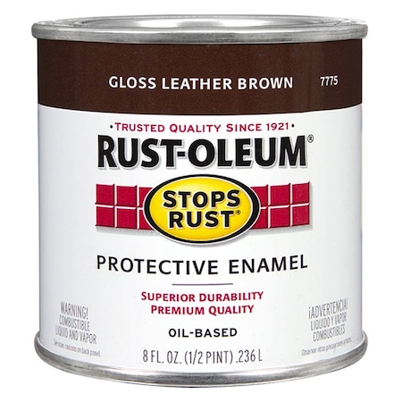 Stops Rust 1/2 Pt Rust-Oleum Brands Leather Brown Protective Enamel, Gloss 7775730