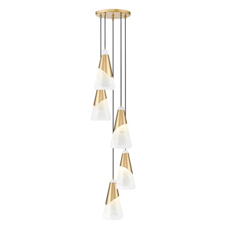 Z-Lite Aimie 5-Light Chandelier, 12 in W x 16 in H, Modern Gold 828P7-5R-MGLD