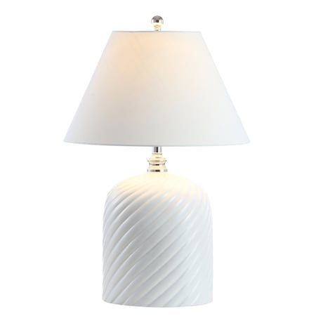Jonathan Y Serge Swirl 28.5" Ceramic Bohemian Glam LED Table Lamp, White JYL6616A