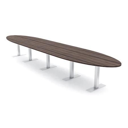 Skutchi Designs 20ft Conference Table With Power Unit | 18 Person Modular Oval Meeting Table | Harmony Series HAR-OVL-48X240-T-H3041-NA