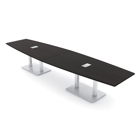 Skutchi Designs Boat Conference Table With Power Unit, 48 in W, 168 in L, Black HAR-BOT-48x168-DOU-U999ST19-ESIL