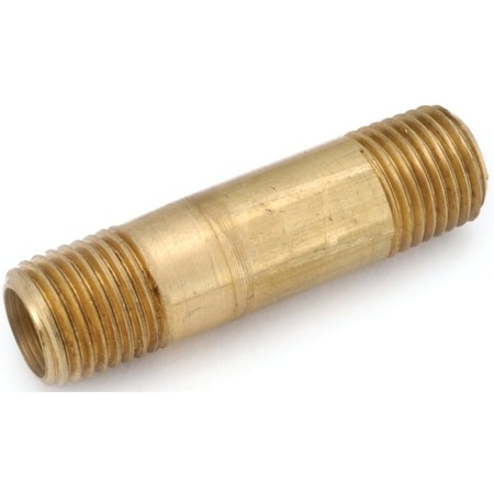 Anderson Metals Pipe Nipple, 1/8 in, NPT, Brass, 1-1/2 in L 736113-0224