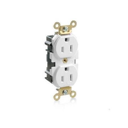 Leviton Straight Blade Receptacle, 5-15R, 15 A, 125V AC, Flush Mount, Self-Grounded M5262-W