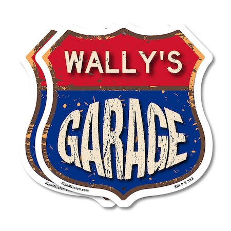 Signmission Wally's Garage, 6 inch X 6 inch, Plastic Sign, 2PK SHI-P-2PACK-6-383-WALLY