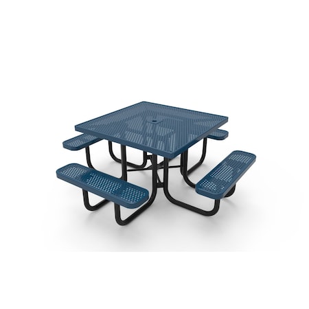 Mytcoat 46in Square Portable Outdoor Table, Light Blue, Seats 8, Punched Steel, Industry Standard Coating 804080