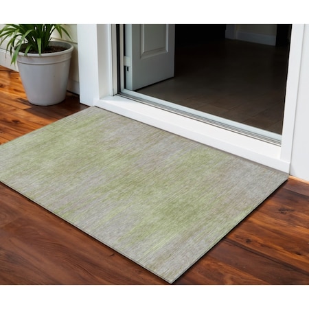Homeroots 3' X 5' Sage And Artichoke Green Abstract Washable Indoor Outdoor Area Rug 587224