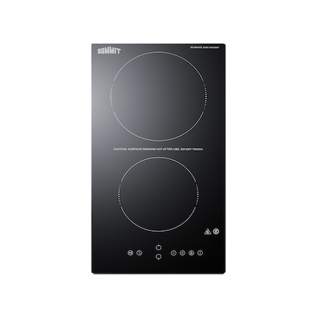 Summit 12in Wide 230V 2-Burner Radiant Cooktop With Safety Shutoff CRH2BT30230