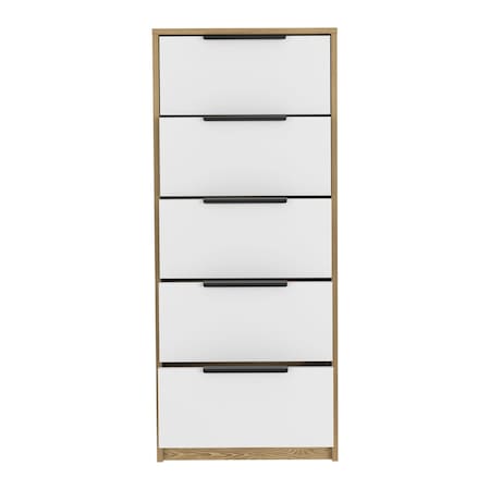 Homeroots 18" White Wood Five Drawer Dresser 544008