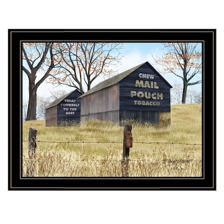Homeroots Treat Yourself Mail Pouch Barn 4 Black Framed Print Wall Art 404503