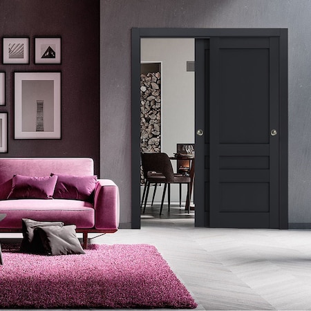 Sartodoors Sliding Closet Bypass Doors 48x80 (2* 24x80) Solid Core Modern Interior VEREGIO7411DBD-ANT-48