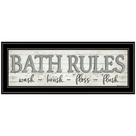 Homeroots Bath Rules 2 Black Framed Print Bathroom Wall Art 406769