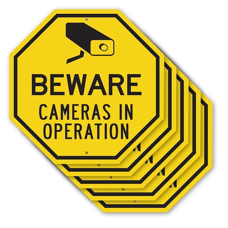 Signmission Beware Cameras in Operation, 10 inch X 10 inch, Aluminum Metal Signs, 5PK OC-A-5Pack-10-327