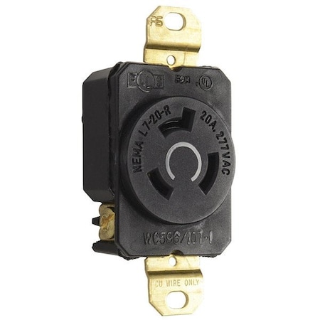 Legrand LockingReceptacle, 20A, 2hp, 277VAC, Black L720R