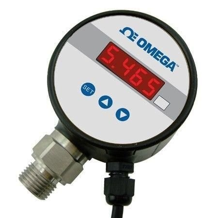 Omega Digital Pressure Gauge, 0 psi to 30 psi, 0.25 %, 1/4 " NPT Male, 4 Digit, Loop Powered, DPG110 Seri DPG110-030G