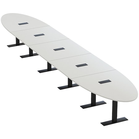 Skutchi Designs 22ft Oval Conference Table With Power | Harmony Series | 20 Person Meeting Room Table HAR-OVL-48X264-T.BK-U779-EBLK