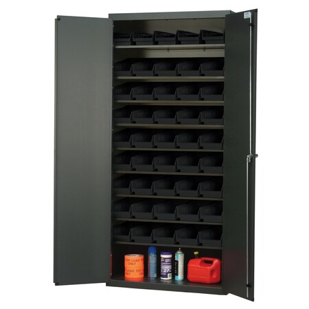 Quantum Storage Systems BEIGE SPECIALTY CABINET W/45 BLACK BINS QPR-BG-102BK