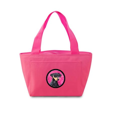 Carolines Treasures 15 x 7 in. Doberman Zippered Insulated School Washable and Stylish Lunch Bag Cooler- Pink SC9126PK-8808